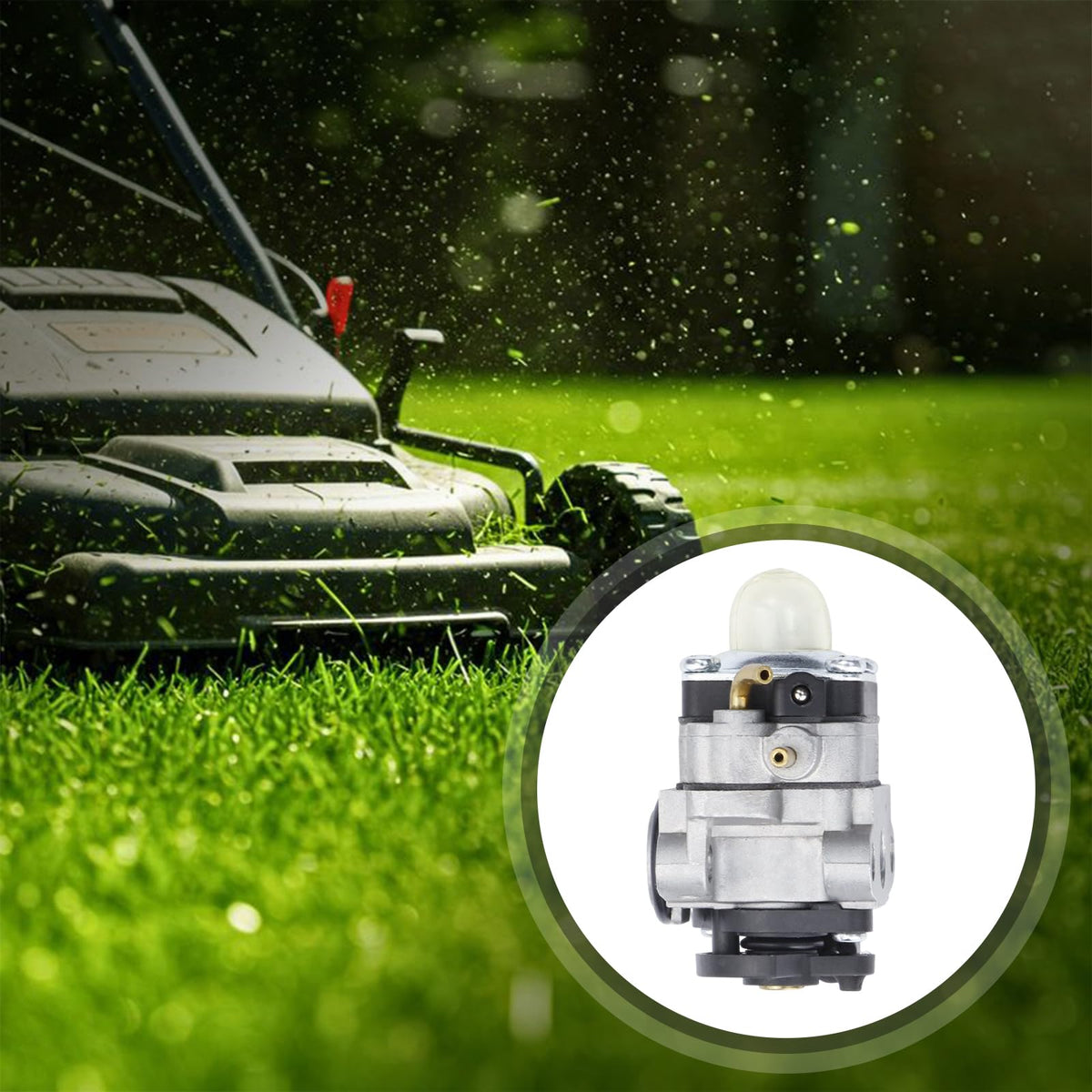 KELKONG carburetor installed on a lawn mower demonstrating correct fit and restored performance