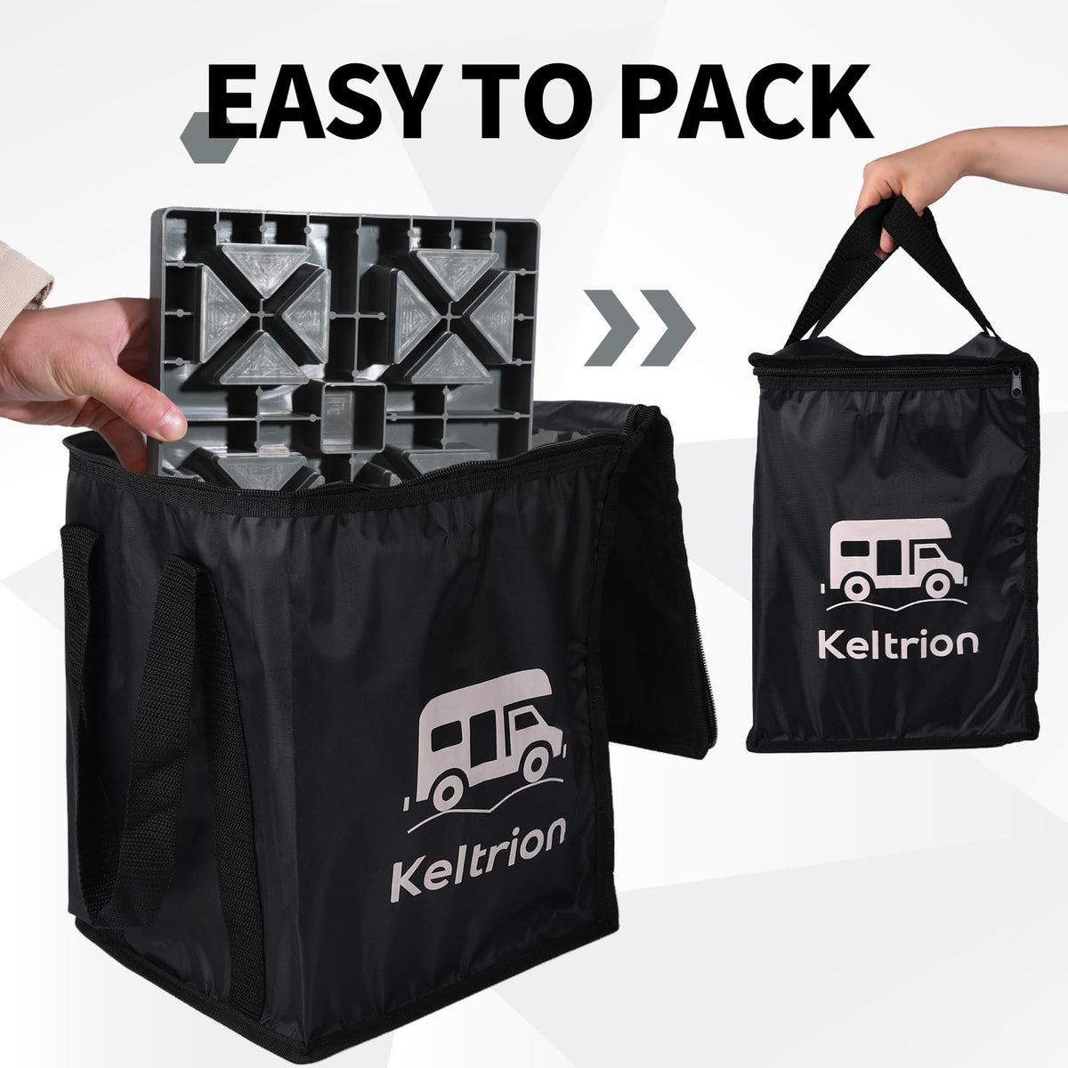 Keltrion blocks placed at a campsite delivering steadier RV living benefit