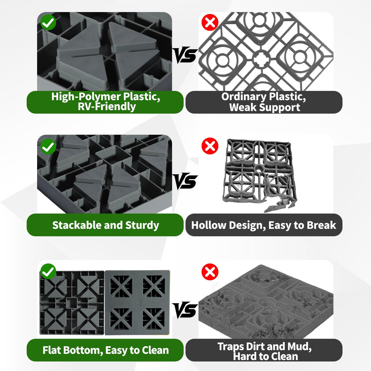 Keltrion stacked blocks demonstrating height options for leveling benefit