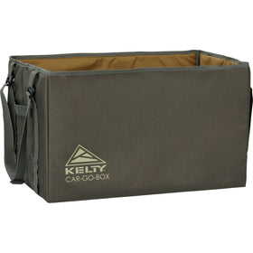 Kelty cargo box stowed in vehicle trunk for tidy transport and quick unload