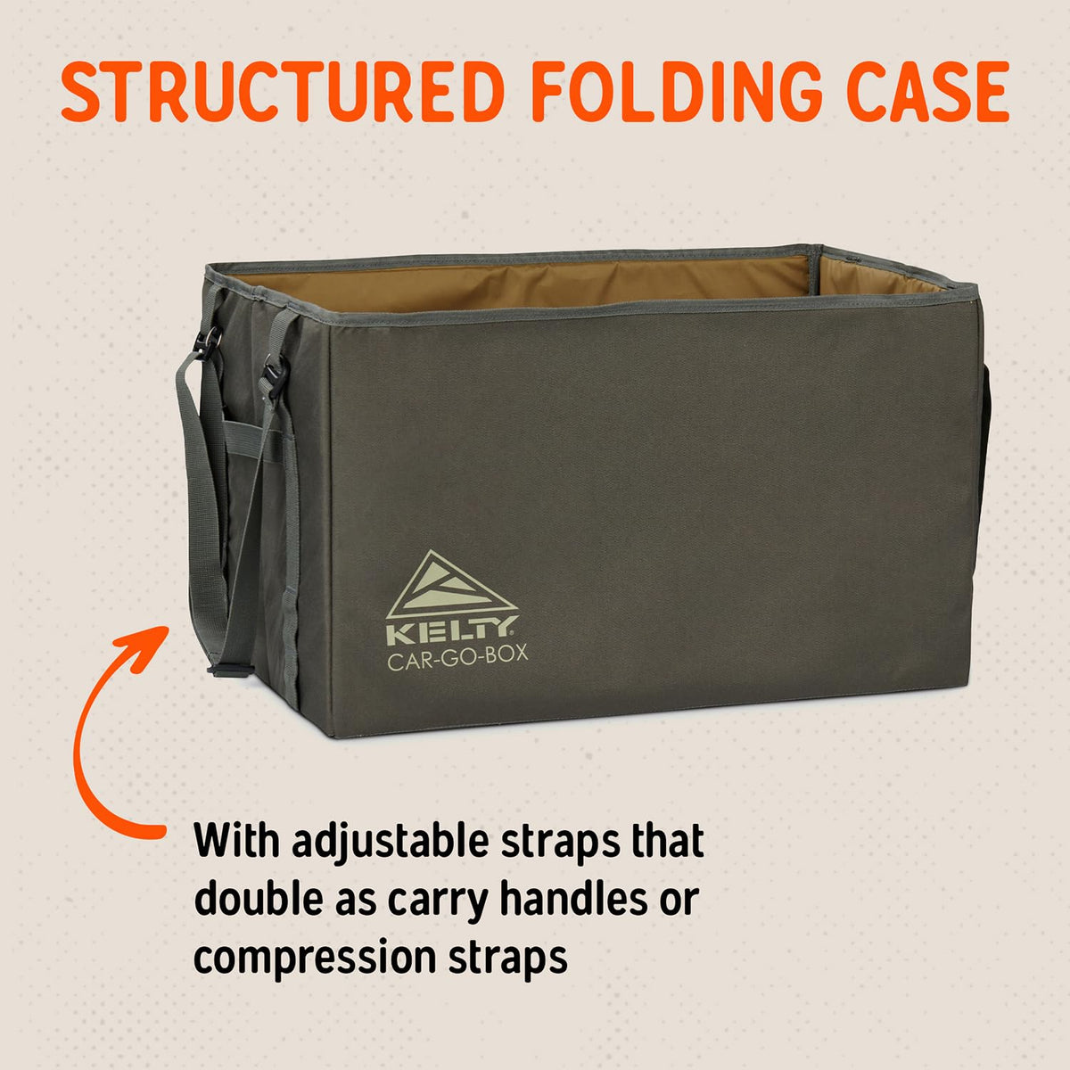 Kelty cargo box open top with U-zip for fast access to packed items