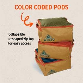 Kelty cargo box zipper detail highlighting oversized pulls for glove-friendly use