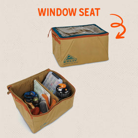Kelty Window Seat clear lid close-up revealing contents for easy spotting
