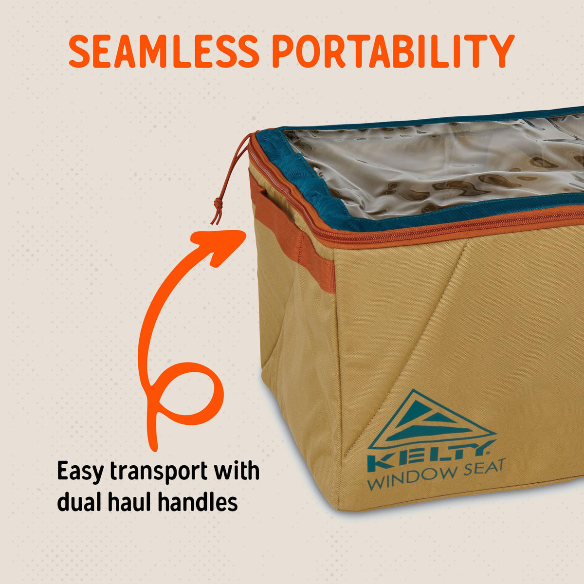 Kelty Window Seat beside tent at camp for tidy campsite organization