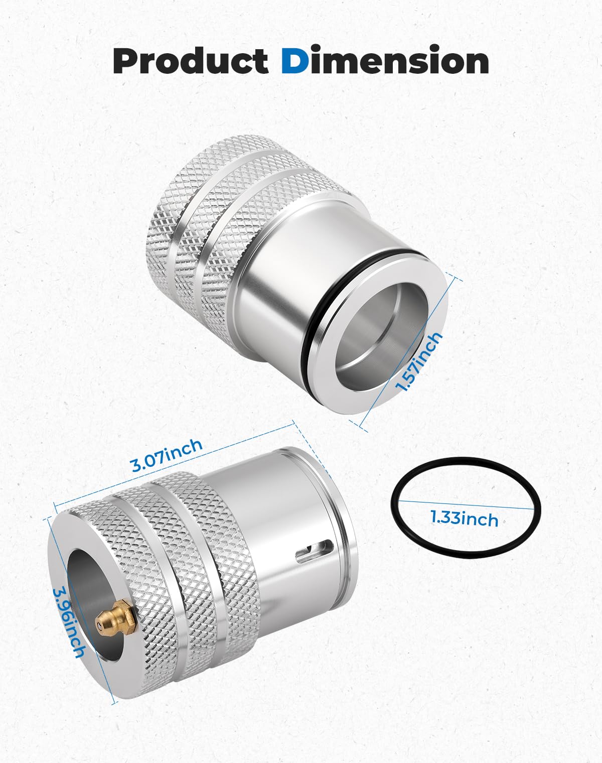 KEMIMOTO knurled detail giving secure grip for easy installation and removal