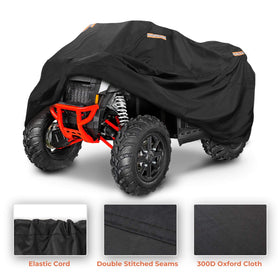 KEMIMOTO cover on parked ATV in yard protects from elements