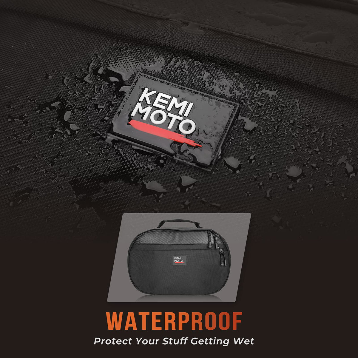 KEMIMOTO bag beside spare CVT belts to show capacity and scale for practical comparison