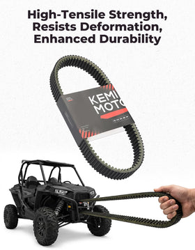 KEMIMOTO belt on a UTV in dust demonstrating heat and abrasion resistance