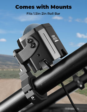 KEMIMOTO clamp with rubber shims demonstrating secure 1.5"–2" tubing grip