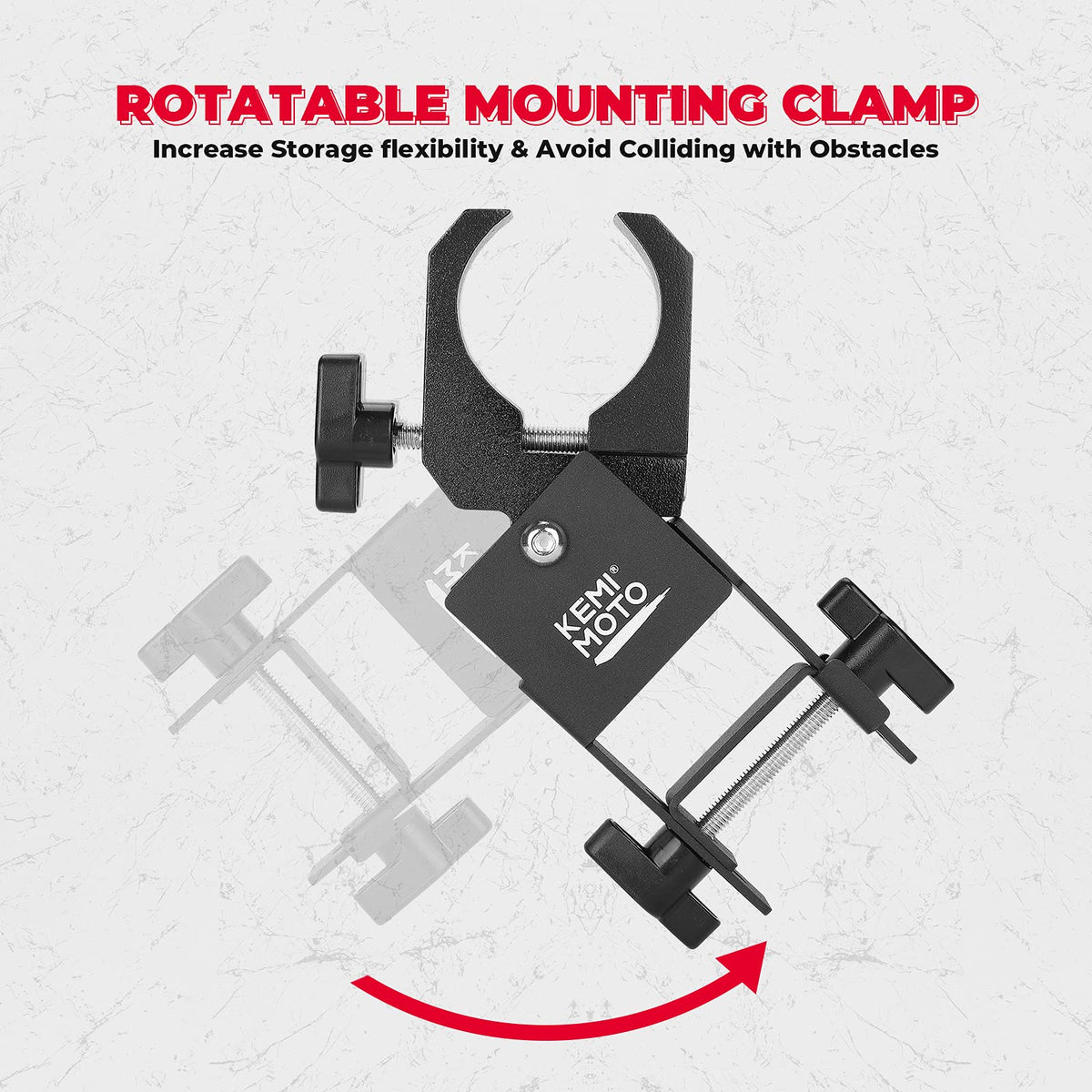 KEMIMOTO clamp rotated to avoid obstacles for improved clearance