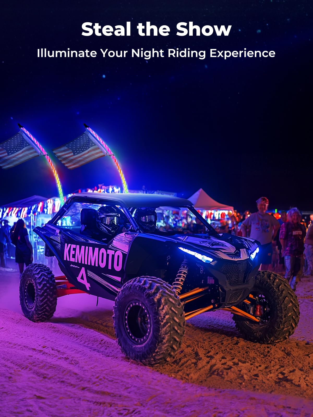 KEMIMOTO close-up of spiral LEDs highlighting bright 360-degree visibility