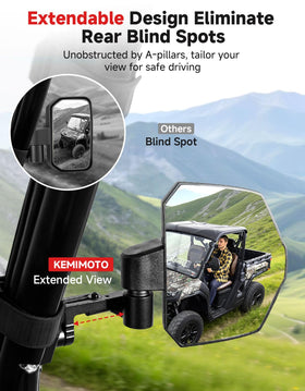 KEMIMOTO telescopic arm close-up highlighting adjustable reach advantage