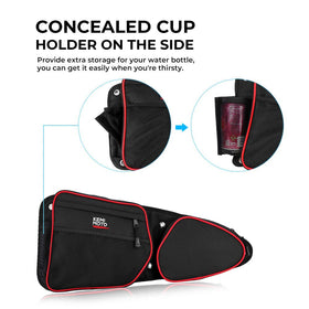 KEMIMOTO concealed cup pocket hidden or deployed for quick hydration
