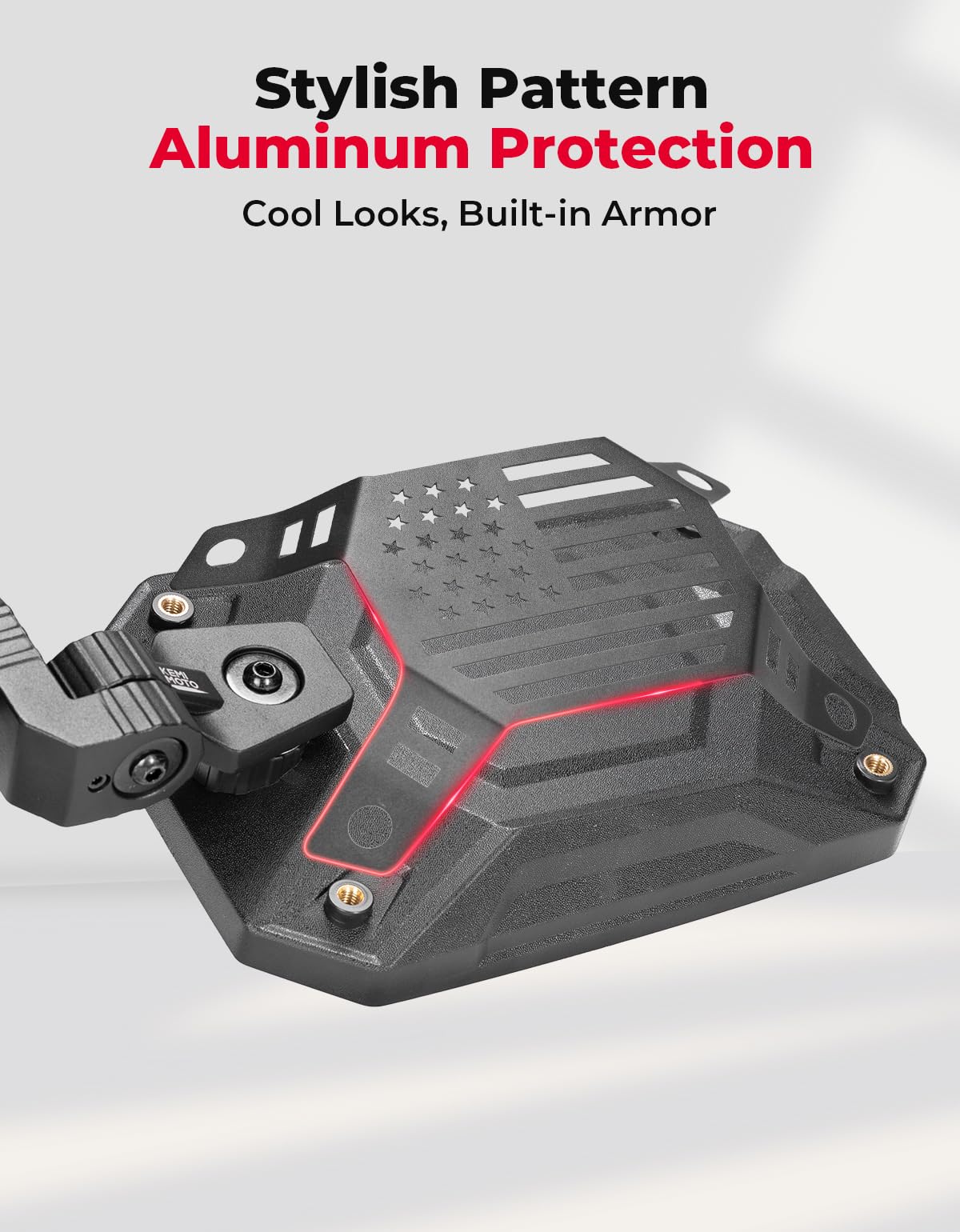 KEMIMOTO close-up of billet aluminum patterned body highlighting strength