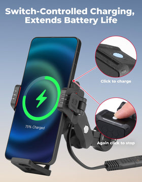 KEMIMOTO closeup of Qi charging pad and LED indicator for fast charging