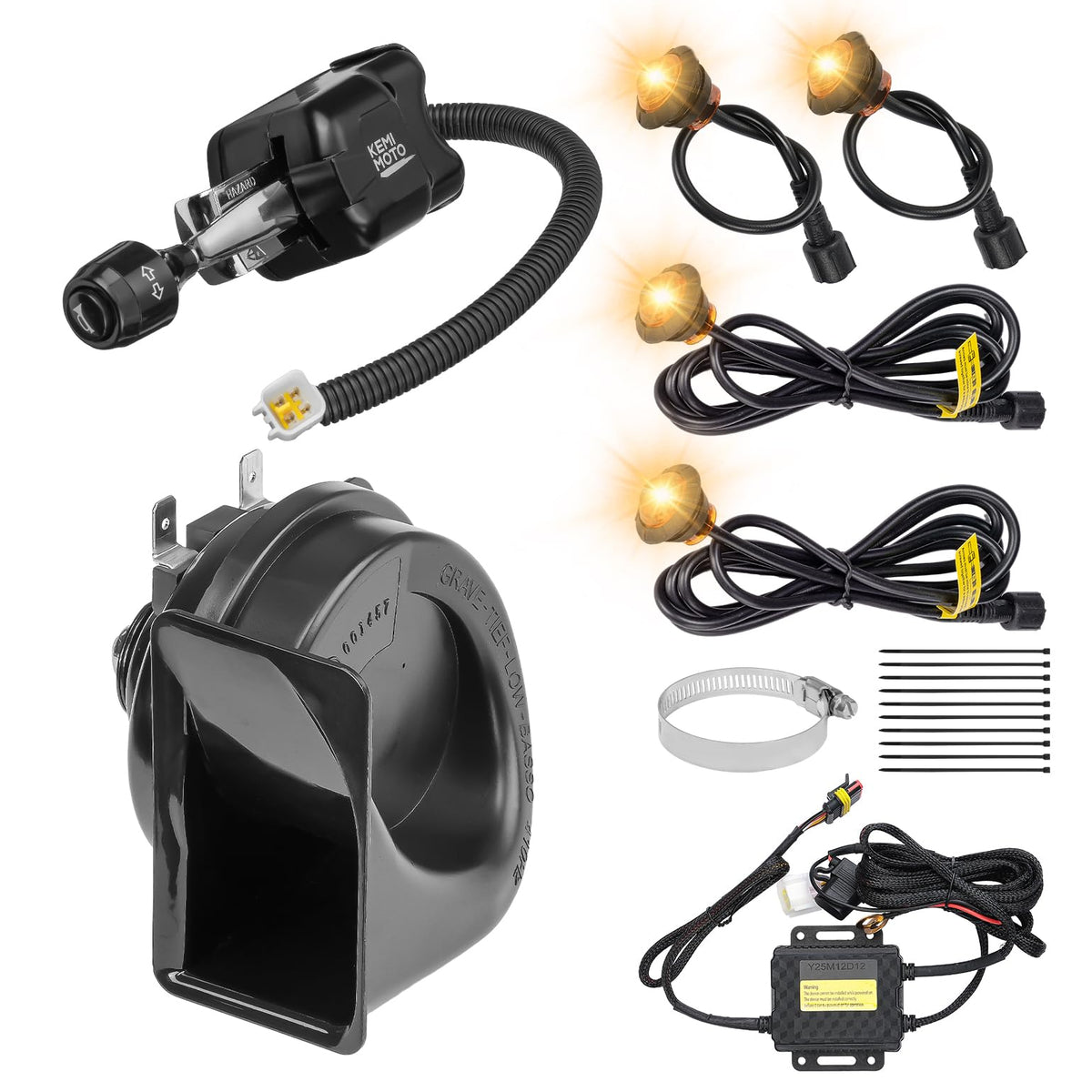 KEMIMOTO column switch front view showing ergonomic lever and controls for safer signaling