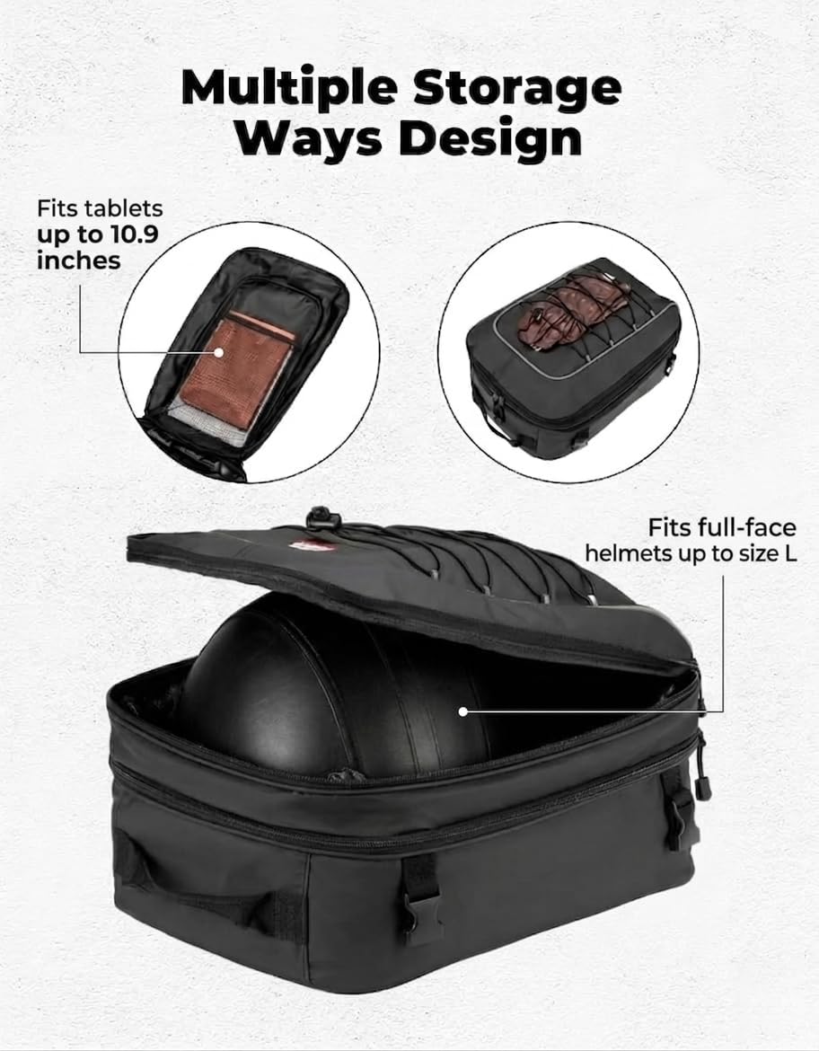 KEMIMOTO convertible backpack in use showing shoulder straps benefit: off-bike carry