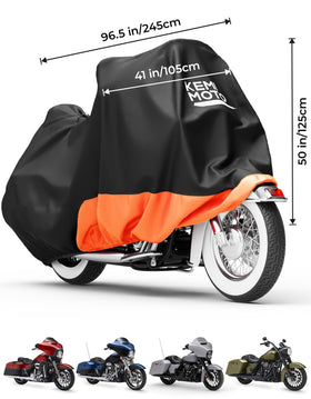 KEMIMOTO on a touring motorcycle demonstrating full coverage benefit