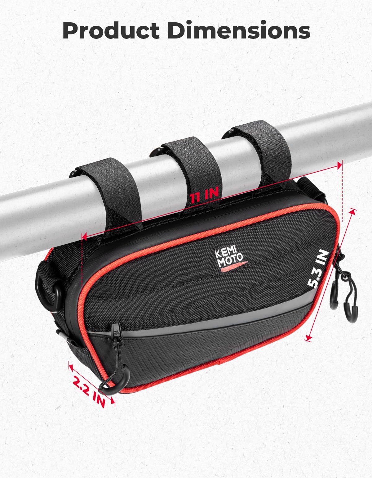 KEMIMOTO D-rings and small pocket detail, lets you attach keys and tools