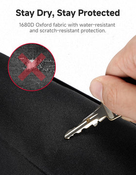 KEMIMOTO water-resistant zipper detail protecting contents from splashes