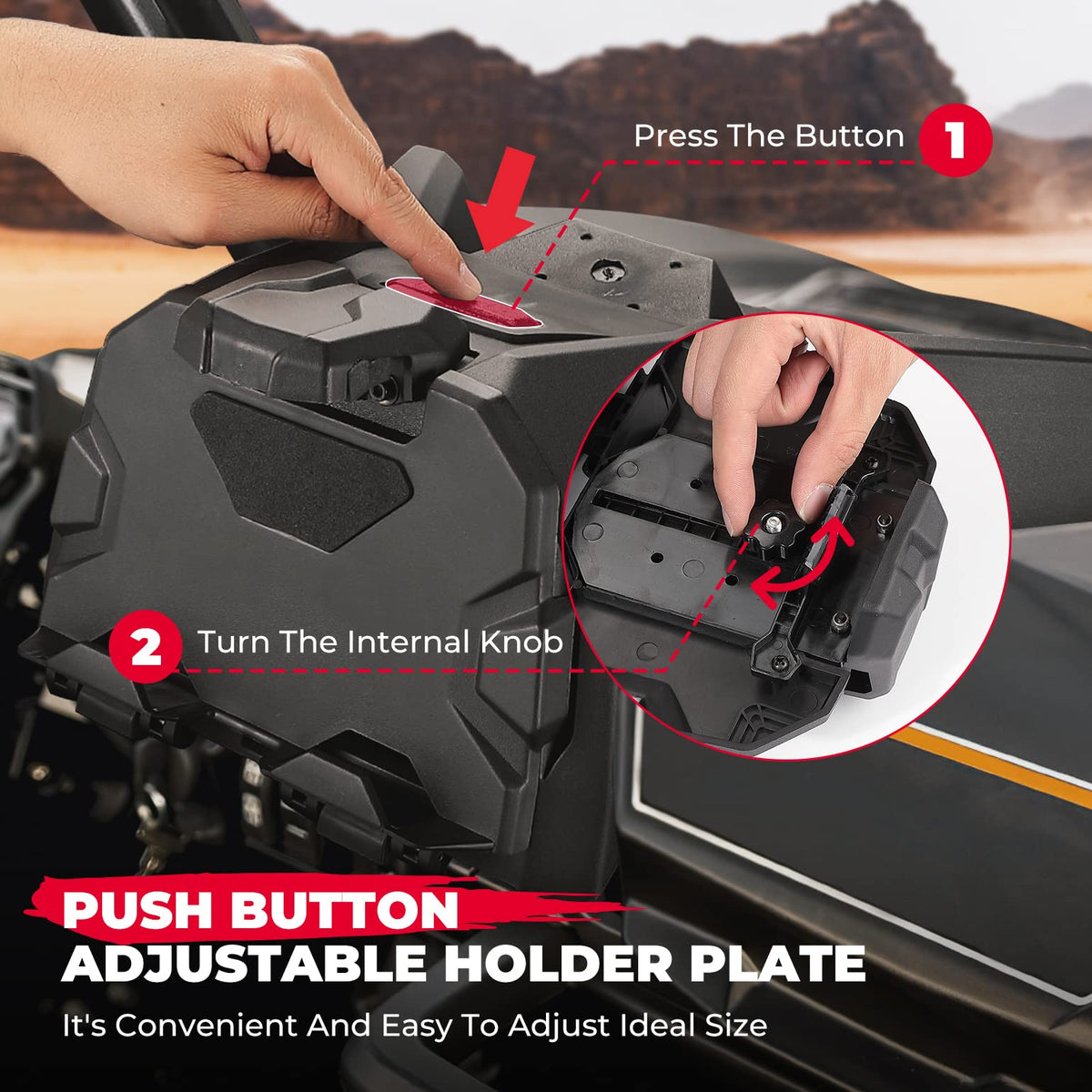 KEMIMOTO device clamped with tablet proving stable on rough terrain