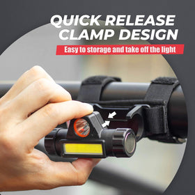 KEMIMOTO light strapped to rollbar demonstrating stable mount and hands-free illumination