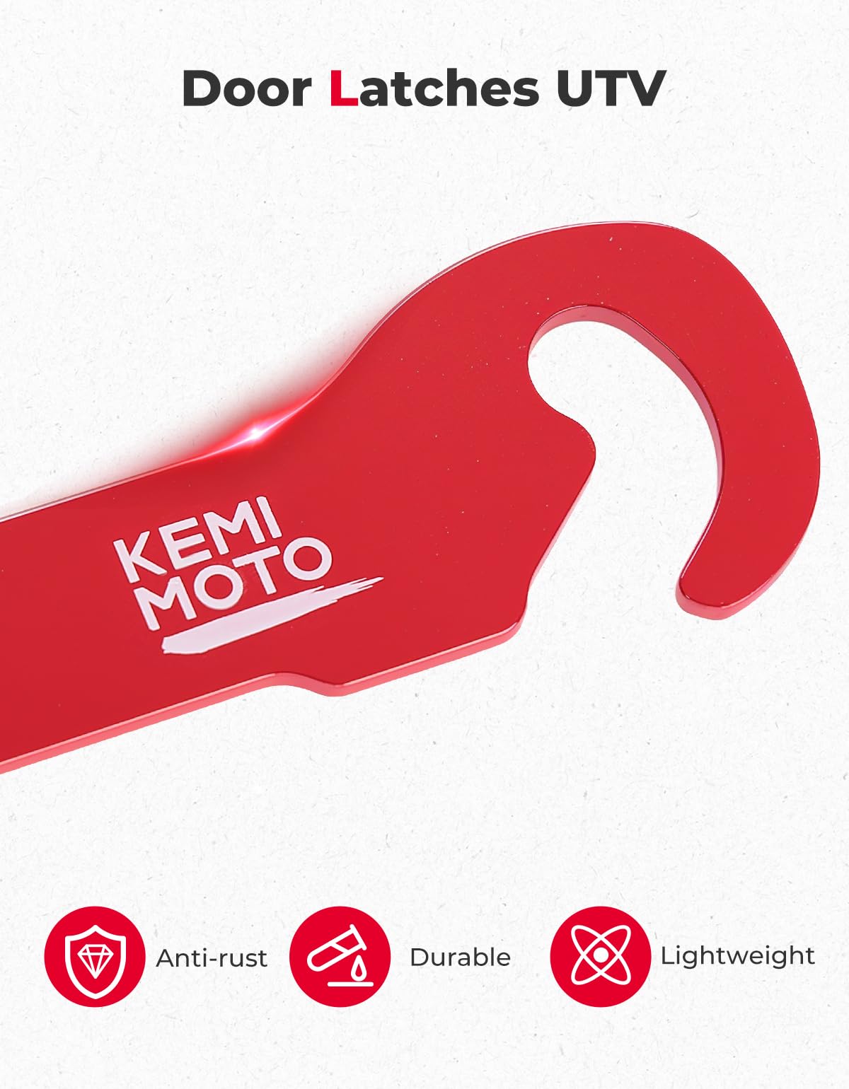 KEMIMOTO close-up of latch texture showing corrosion-resistant coating for long life