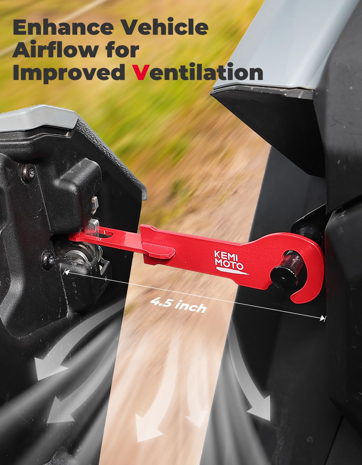 KEMIMOTO latch next to ruler showing 4.5-inch size for improved door alignment