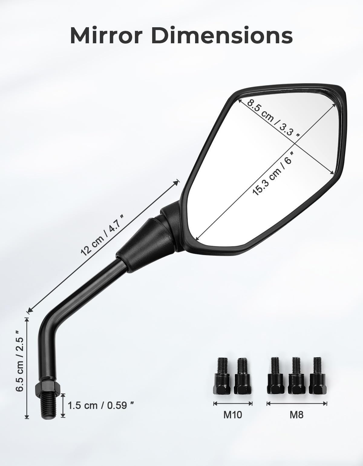 KEMIMOTO both left and right mirrors installed on a motorcycle showing balanced rear awareness