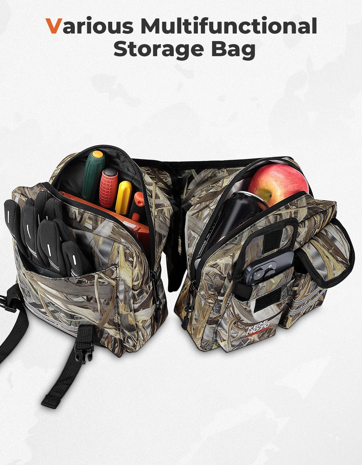 KEMIMOTO exterior pockets holding water bottle for easy hydration access