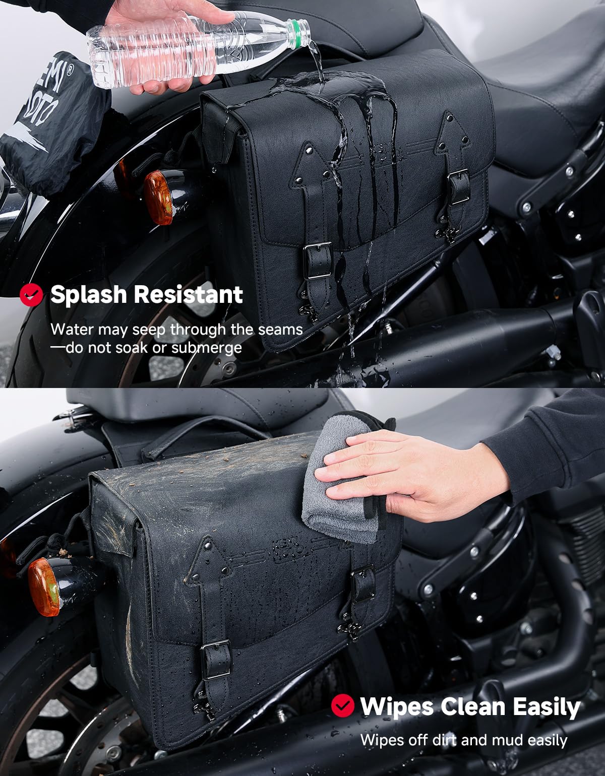 KEMIMOTO buckle and protective flap detail offering secure closure