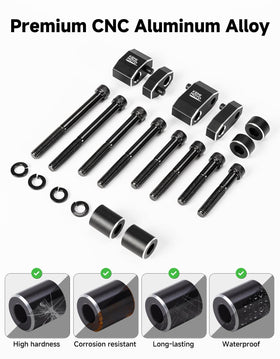 KEMIMOTO included bolts and hardware laid out for simple bolt-on installation