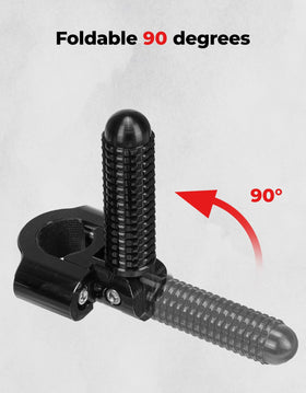 KEMIMOTO folded peg stowed against crash bar for space-saving benefit