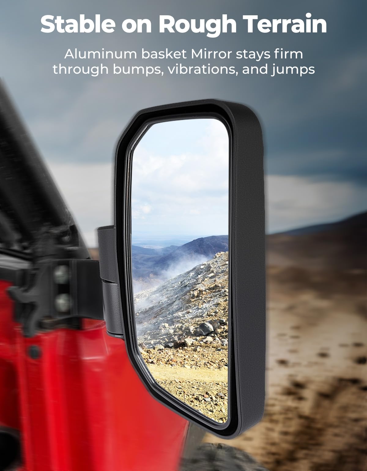 KEMIMOTO mirror folded after impact showing damage prevention benefit