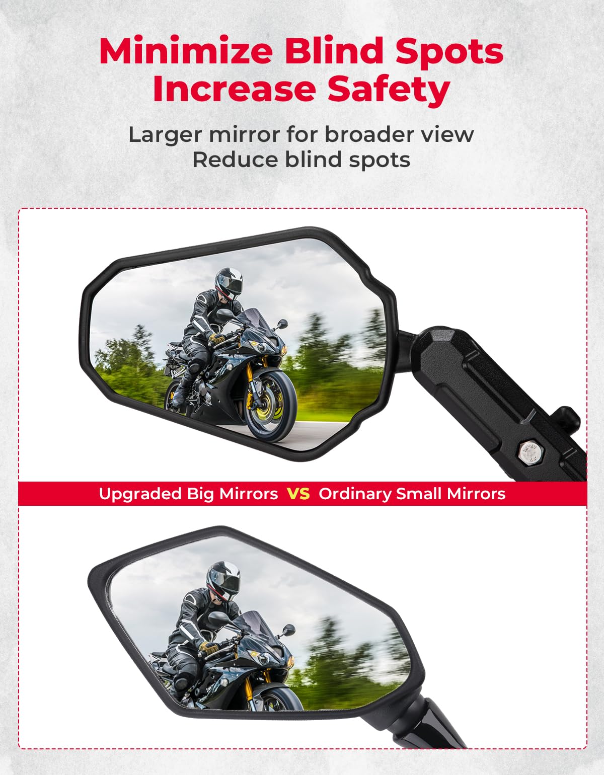 KEMIMOTO folded mirror position illustrating compact storage and protection