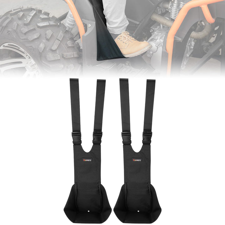 KEMIMOTO front view of rear foot pegs showing platform and straps for added passenger comfort