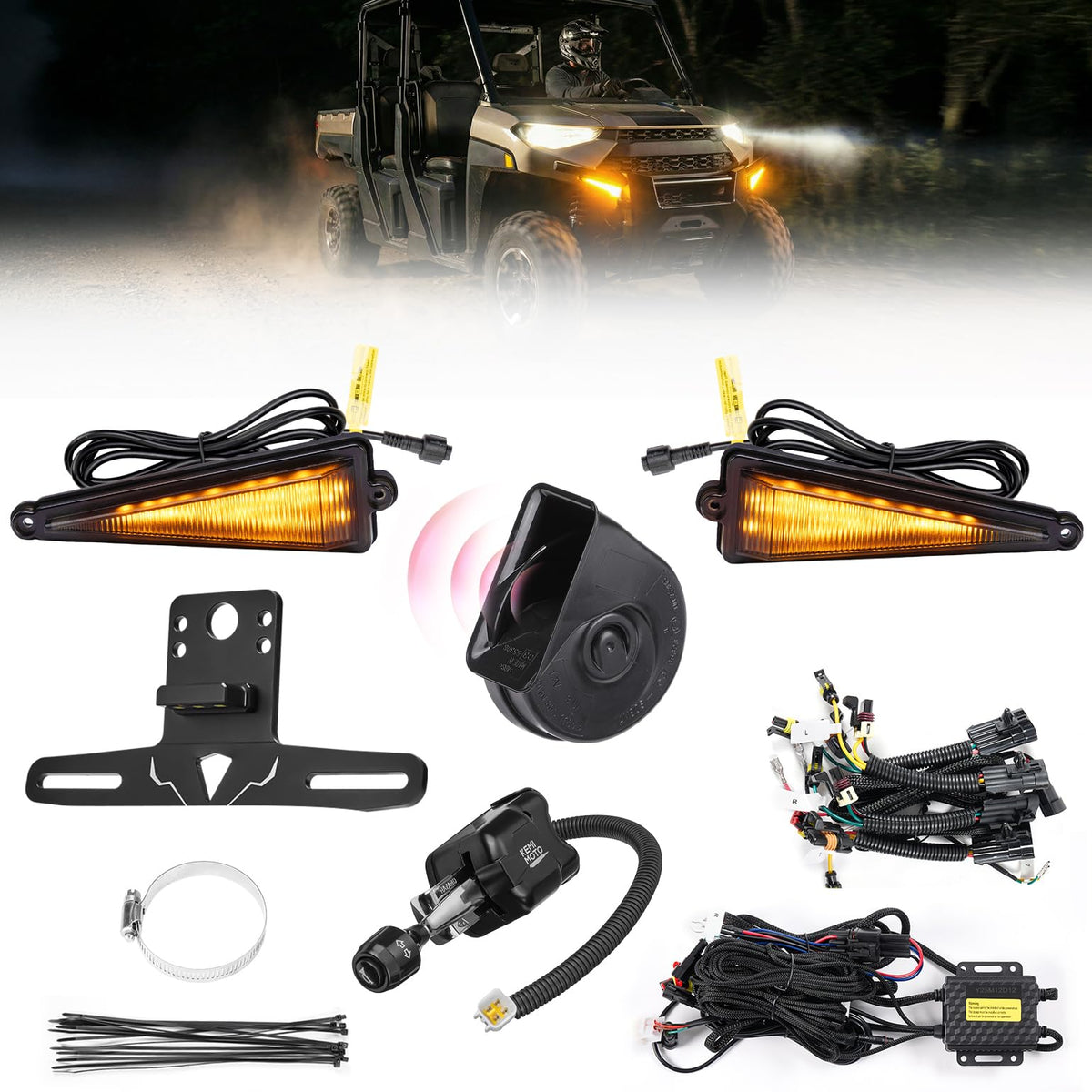 KEMIMOTO front amber turn signal showing bright visibility and safety