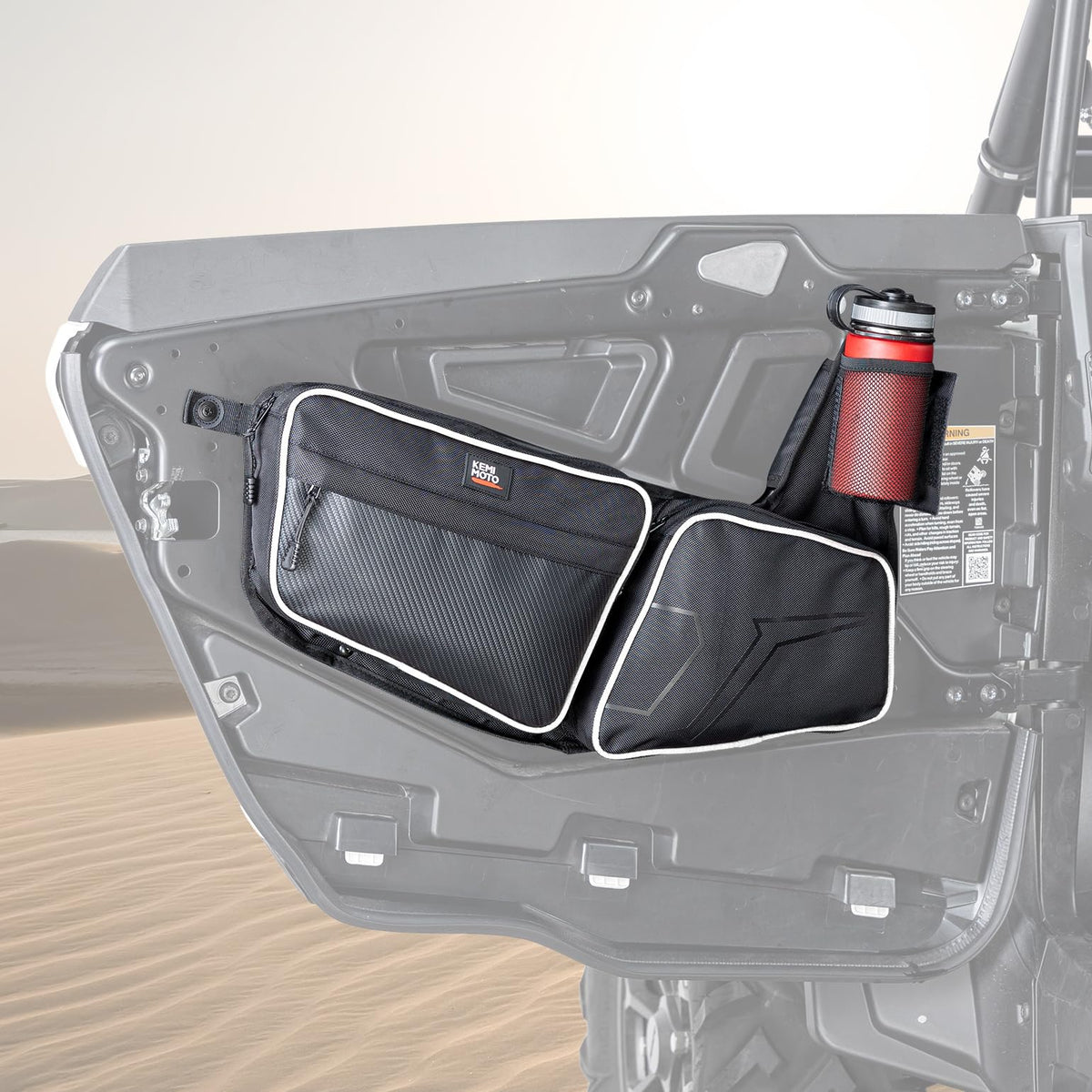 KEMIMOTO front door bags mounted on RZR showing organized storage and quick access