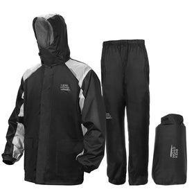 KEMIMOTO front jacket view showing waterproof protection and reflective strips