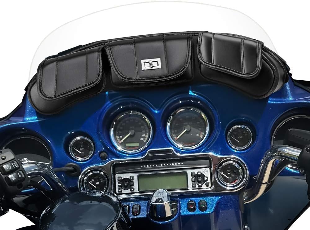 KEMIMOTO front view windshield bag mounted on batwing for organized storage
