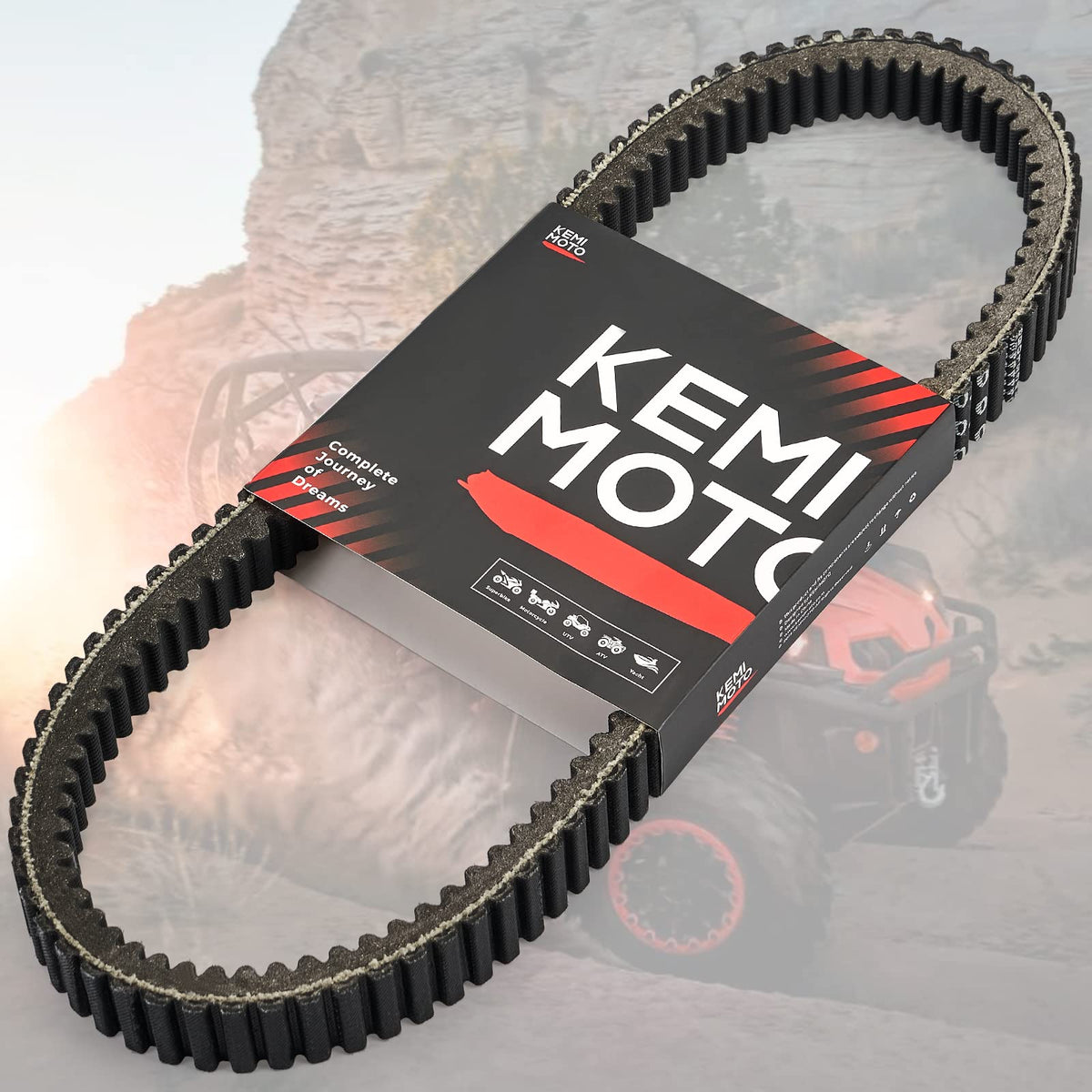 KEMIMOTO front packaging showing belt and fitment info for quick identification