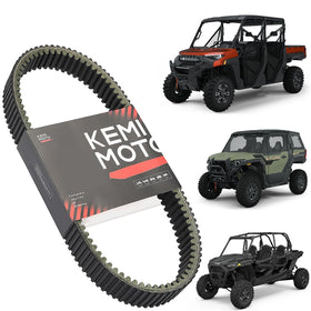 KEMIMOTO front view of packaged drive belt showing ready-to-install fitment benefit