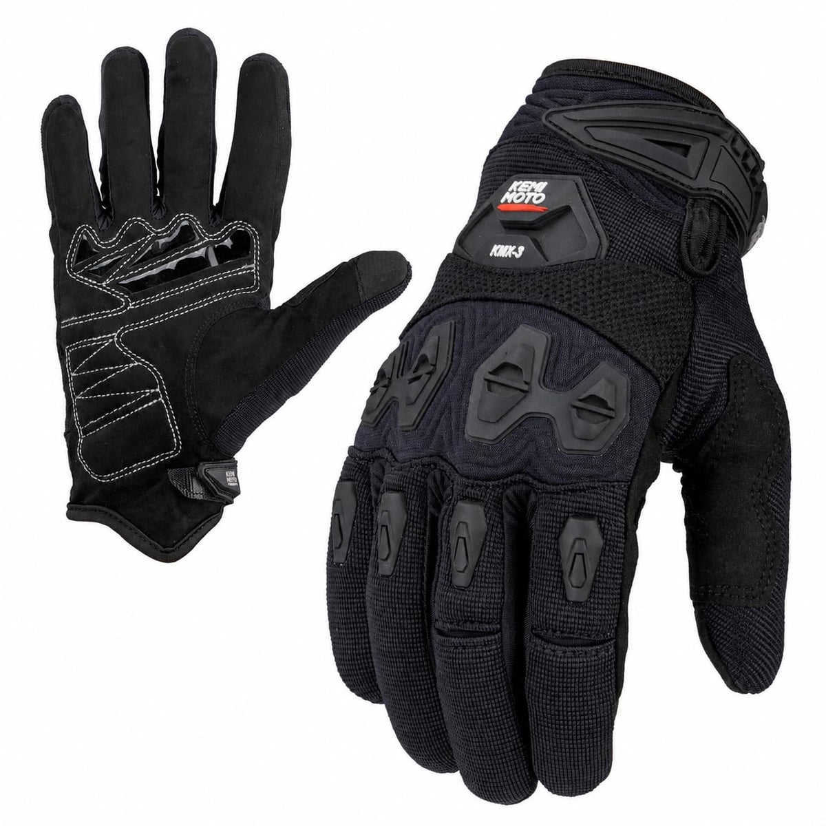 KEMIMOTO front view of gloves showing design and fit benefit