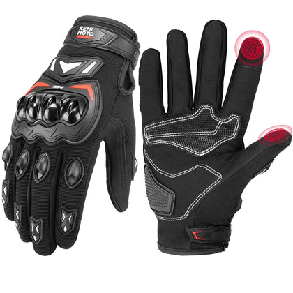 KEMIMOTO front view of gloves showing streamlined fit and wrist closure for confident grip