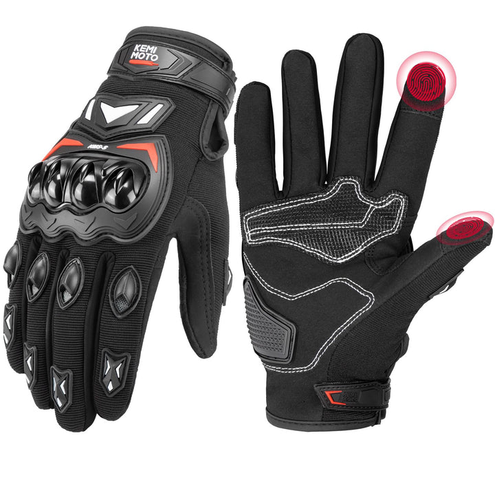KEMIMOTO front view of gloves showing streamlined fit and wrist closure for confident grip