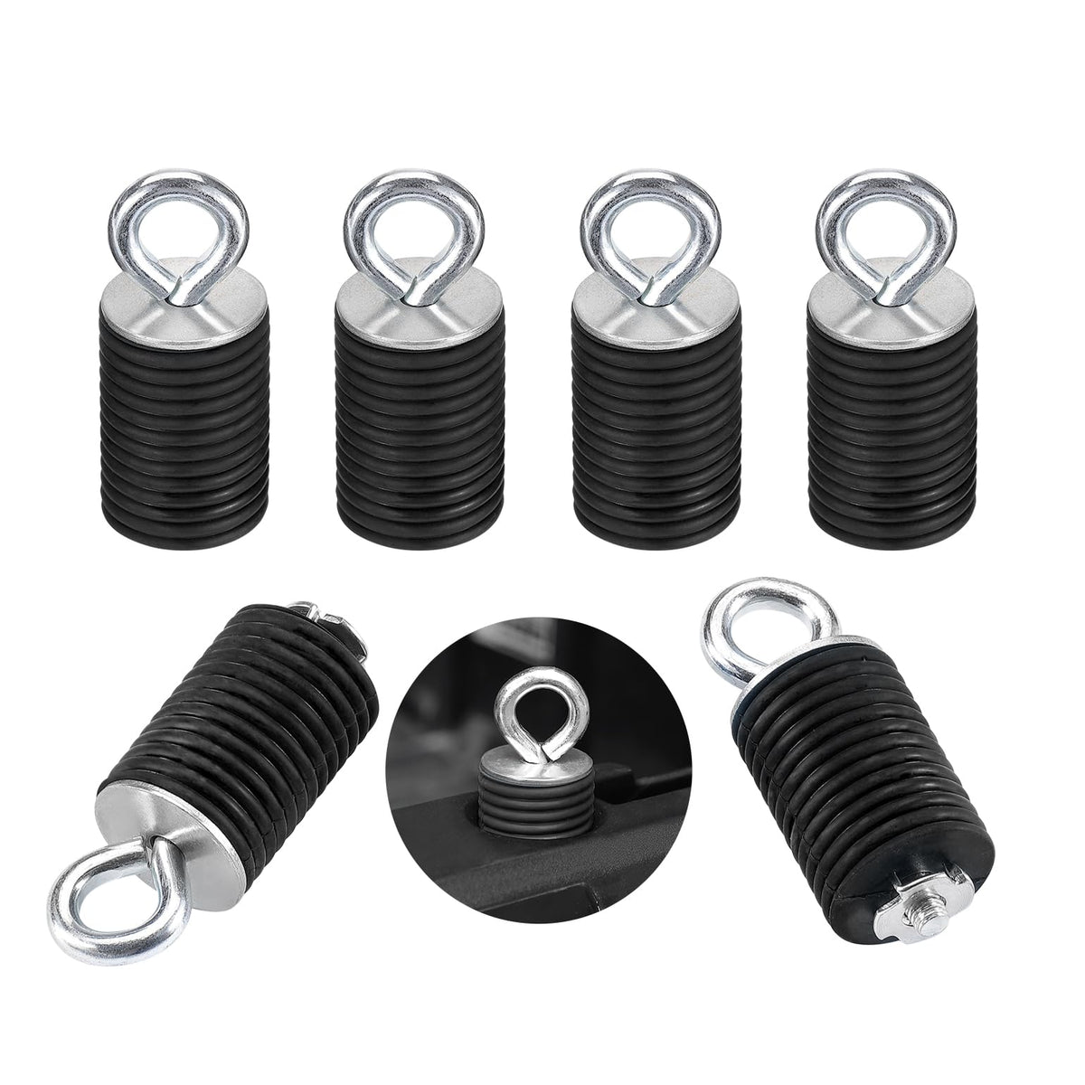KEMIMOTO front view of six black anchors showing compact storage and quick access