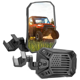 KEMIMOTO front-profile mirror showing wide 8.4x5.7 view and robust housing