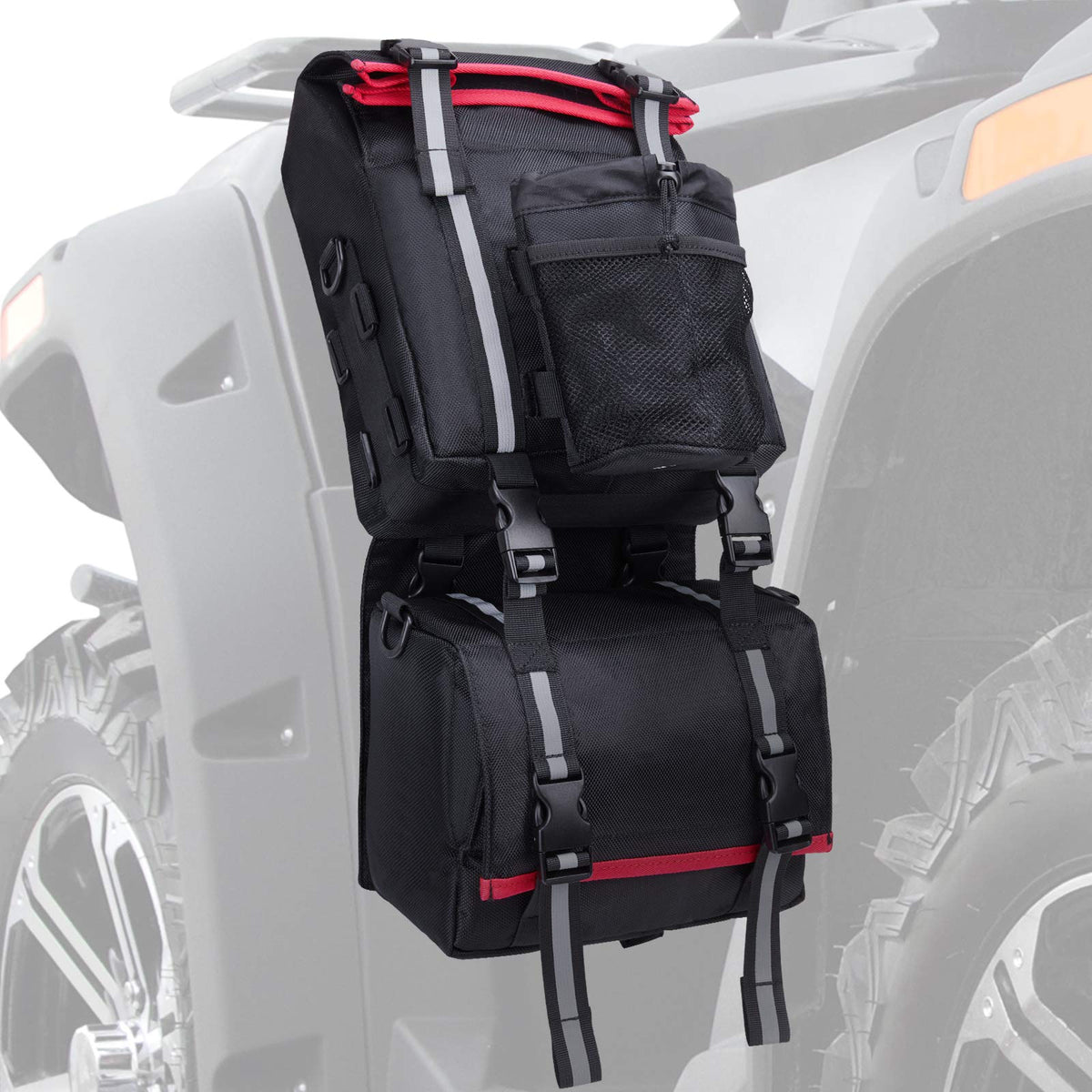 KEMIMOTO front view of fender bag showing roomy storage and fast access