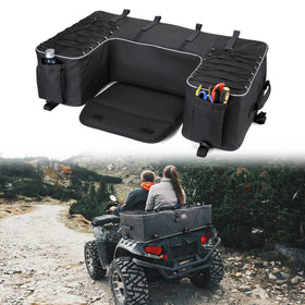 KEMIMOTO front view of rear seat bag showing organized storage and durable build