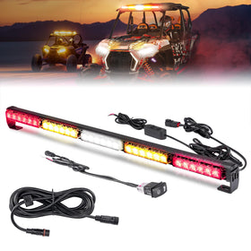 KEMIMOTO front view of chase light bar showing full LED array and visibility benefit